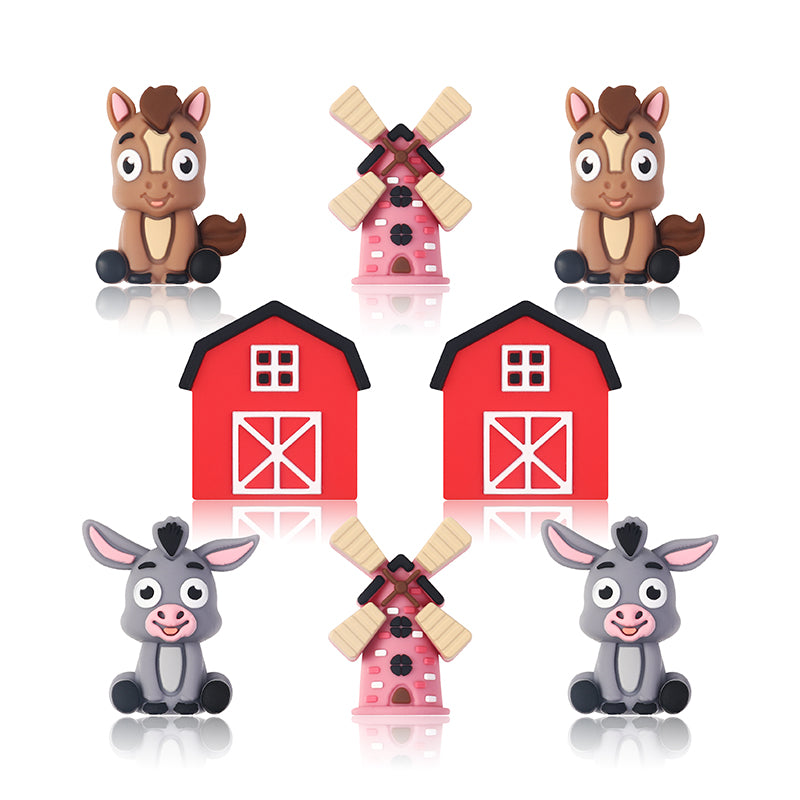 20Pcs Silicone 3D Focal Beads Farm Animal Theme Variety Set 10