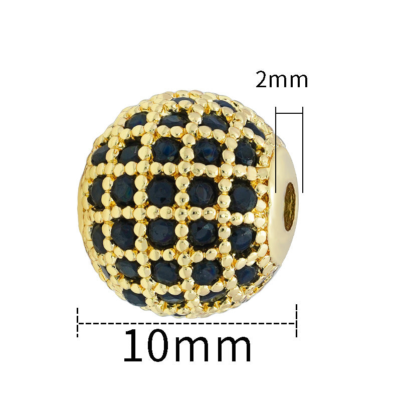 30pcs Fancy Zirconia Paved Brass Round Beads 11