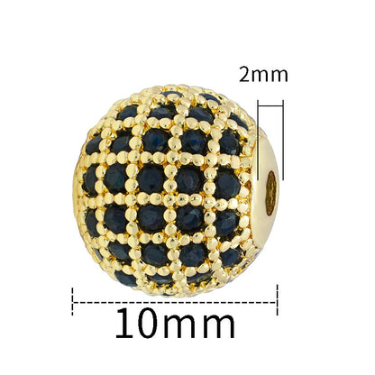 30pcs Fancy Zirconia Paved Brass Round Beads 11
