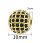 30pcs Fancy Zirconia Paved Brass Round Beads 11