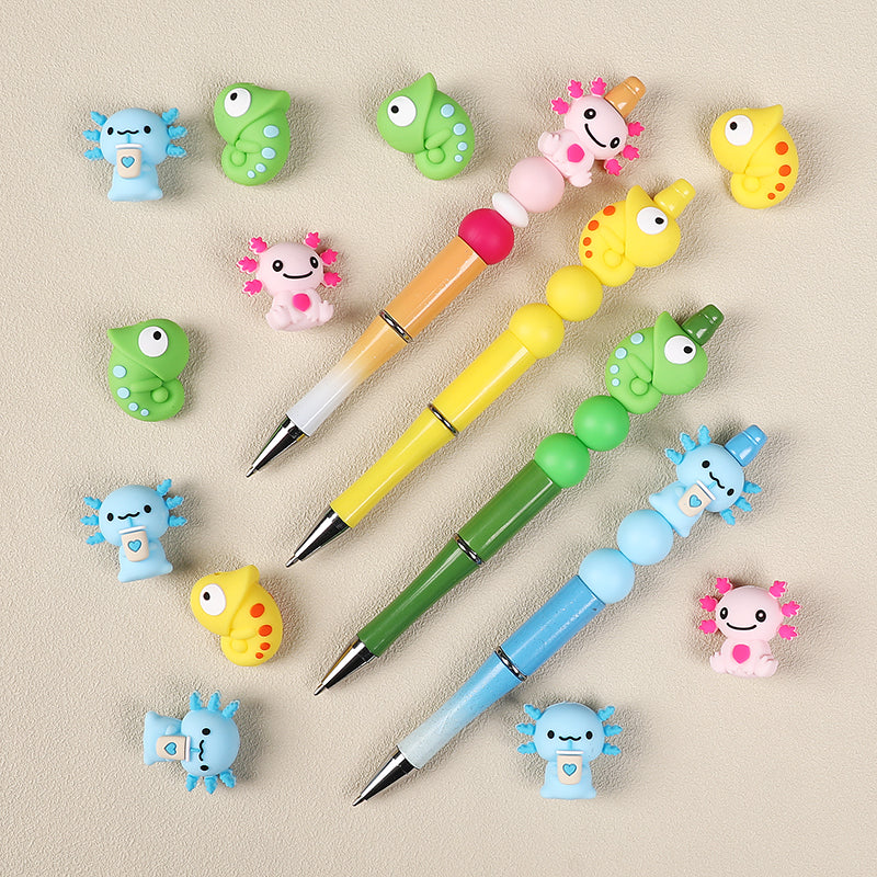 20Pcs Silicone 3D Focal Beads Reptile Salamander Chameleon Side Profile 7