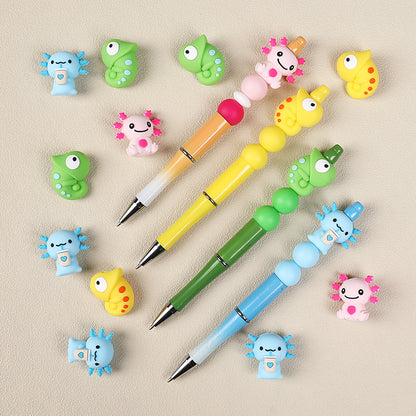 20Pcs Silicone 3D Focal Beads Reptile Salamander Chameleon Side Profile 7