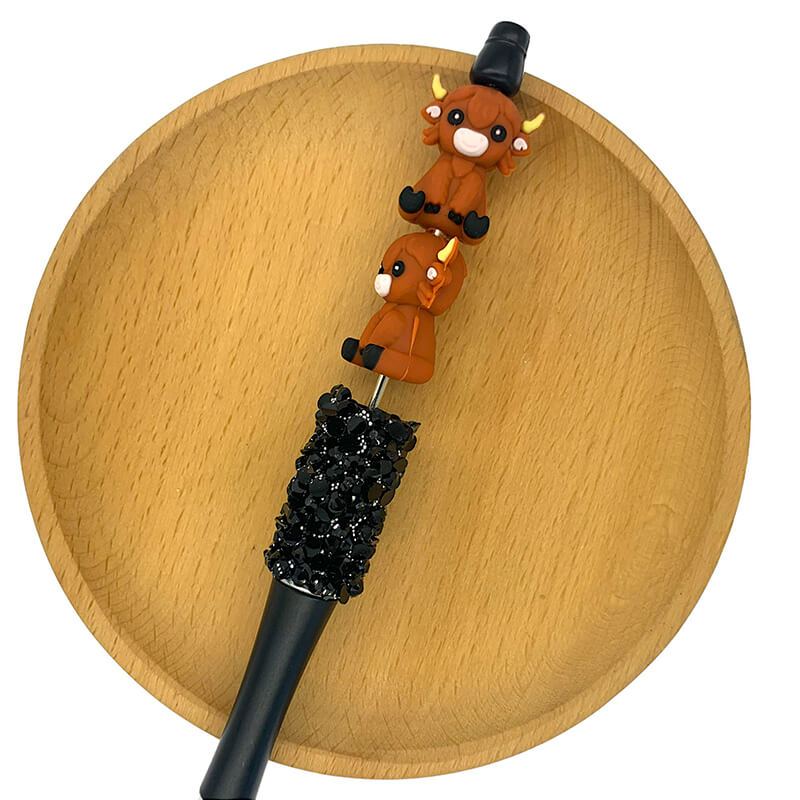 Silicone 3D Focal Beads Highland Cow Cattle Sitting Pose 2