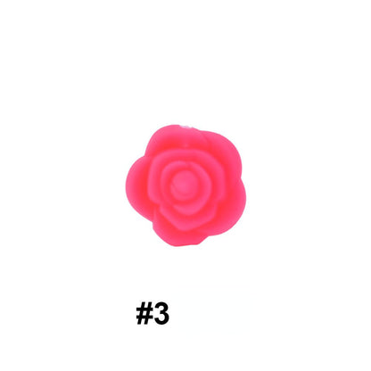 50pcs Silicone Focal Beads Rose Flower Double-Sided Design 7