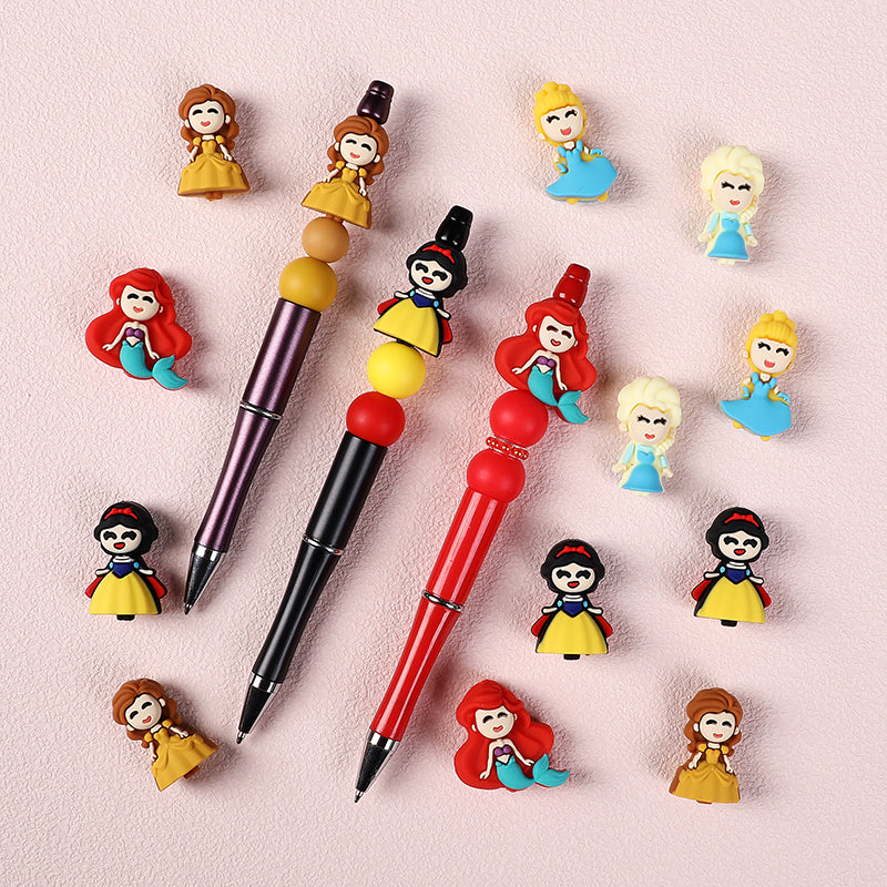 Silicone 3D Focal Beads Princess Girl Round Smiling Face 6
