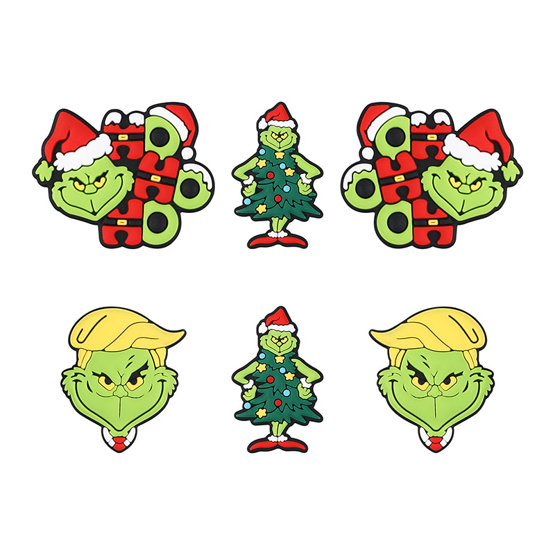 20Pcs Silicone 3D Focal Beads Green Furry Character Scowling Face 10