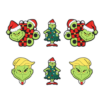 20Pcs Silicone 3D Focal Beads Green Furry Character Scowling Face 10