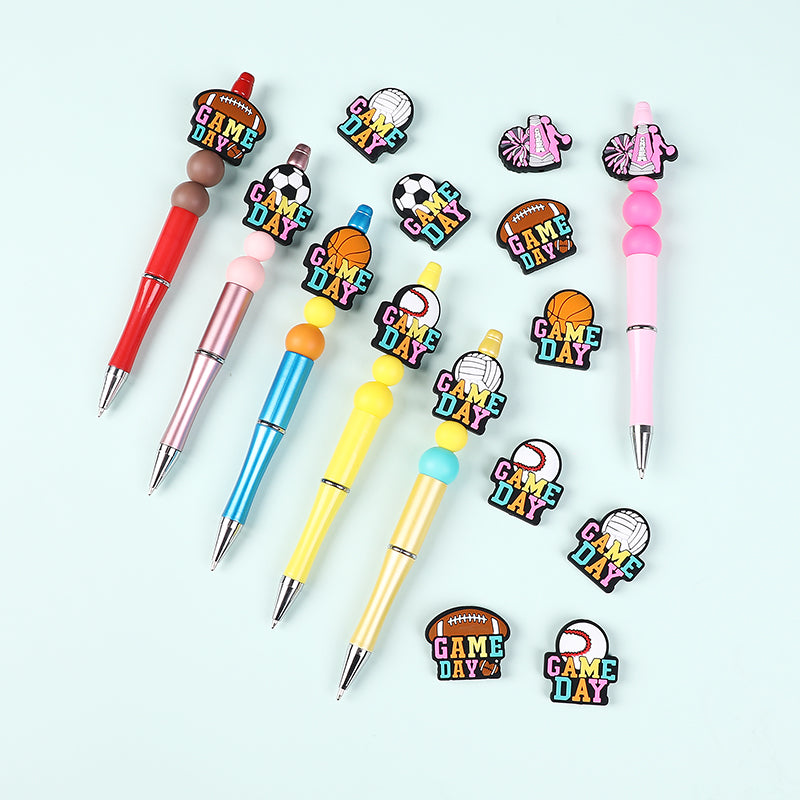 Silicone Focal Beads Ball Game Match Day Printed Text Design 8