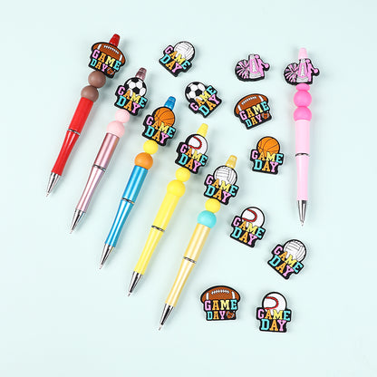 Silicone Focal Beads Ball Game Match Day Printed Text Design 8