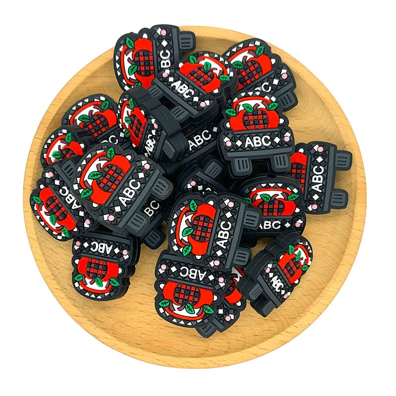 20pcs Silicone Focal Beads ABC Apple Car Front Facing 2
