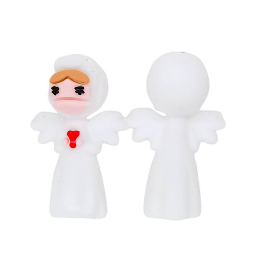 Silicone 3D Focal Beads White Love Little Angel Holding Heart