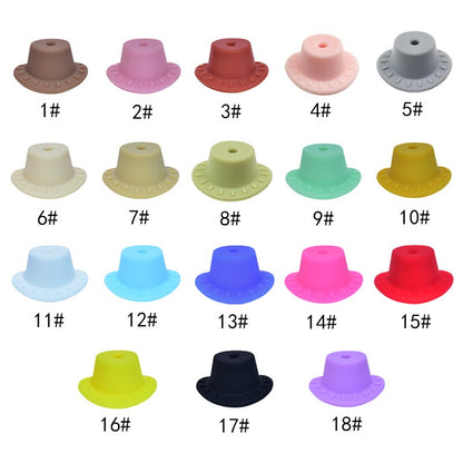50pcs Silicone Focal Beads Cowboy Hat With Hole Center