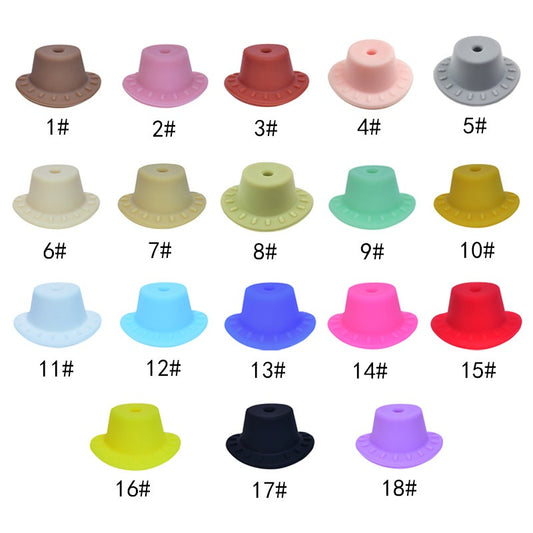 50pcs Silicone Focal Beads Cowboy Hat With Hole Center