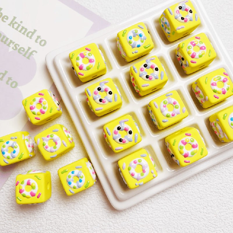 10pcs 16mm Cube Donut Acrylic Beads DIY Bracelet Making 5