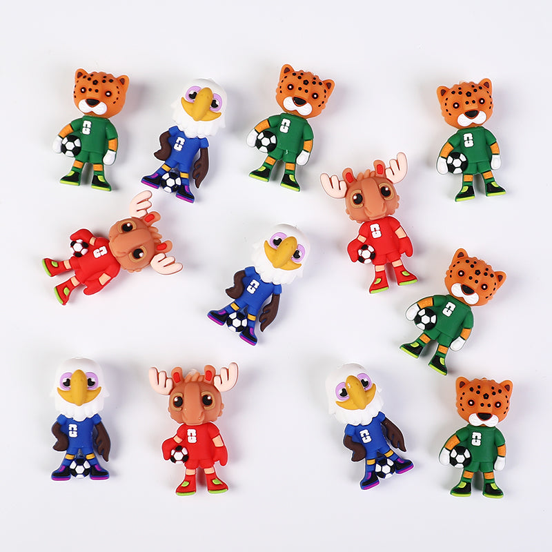20Pcs Silicone 3D Focal Beads World Cup Mascot Holding Soccer Ball 5