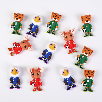 20Pcs Silicone 3D Focal Beads World Cup Mascot Holding Soccer Ball 5