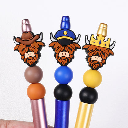 Silicone Focal Beads Seven Professions Highland Cattle Front Facing 13