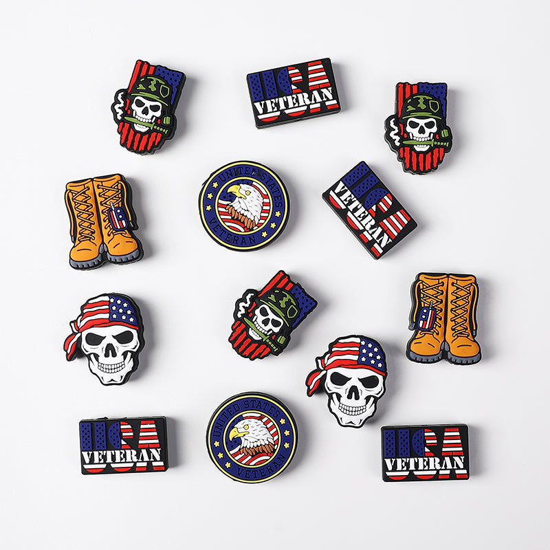 20Pcs Silicone Focal Beads USA Veterans Series Military Symbols Emblem Design 4