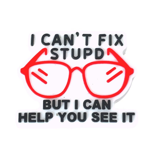 20pcs Silicone Focal Beads Glass Design Red Glasses with Text