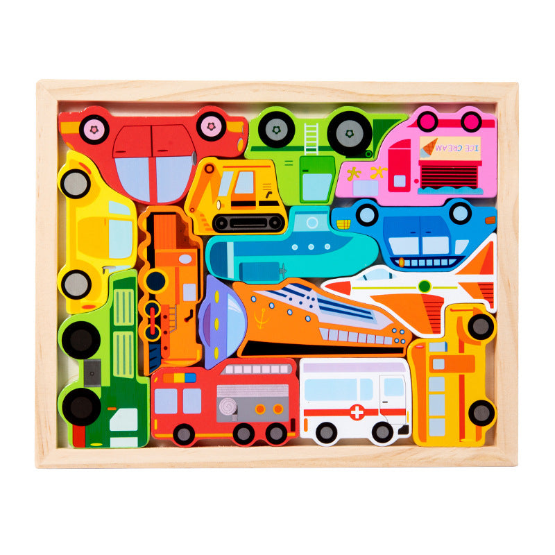 Wooden 3D Puzzle Creative Animal and Vehicle Toys for Kids 5