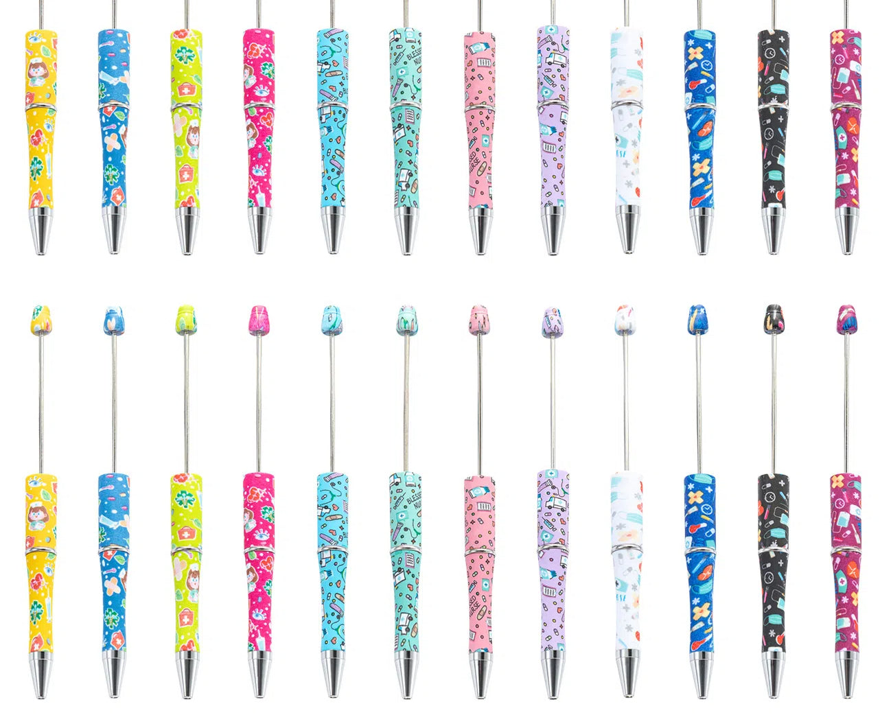DIY Nurses Festival Multicolor Plastic Printed Beadable Ballpoint Pen