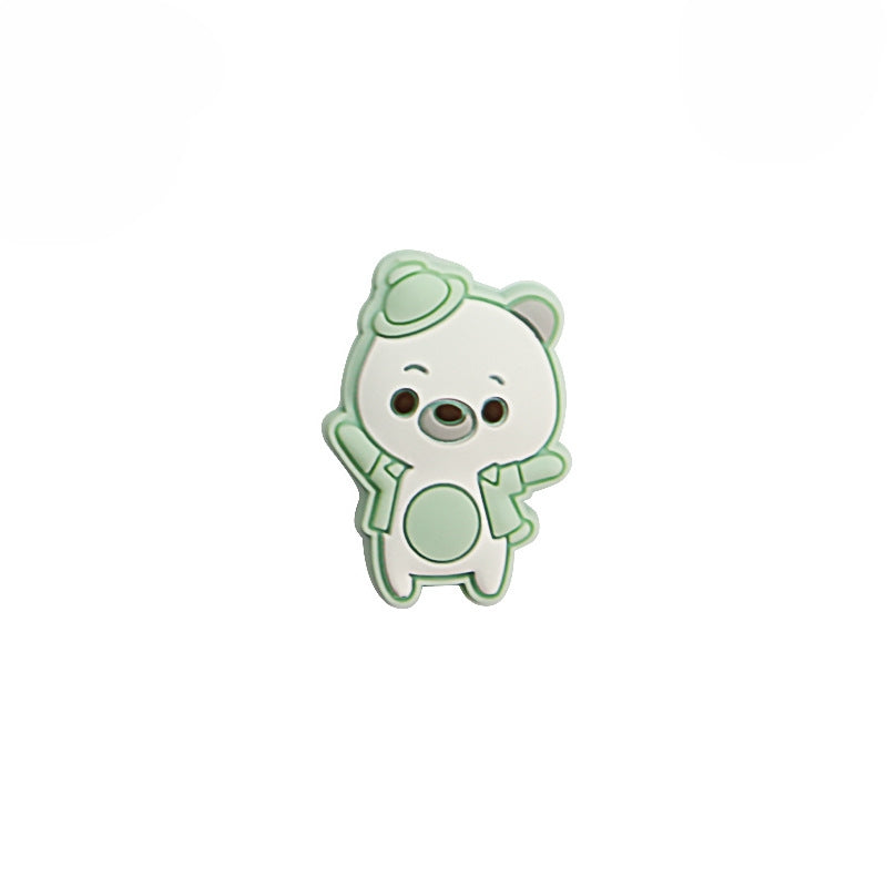 Silicone Focal Beads Dancing Bear Wearing Hat Pose 9