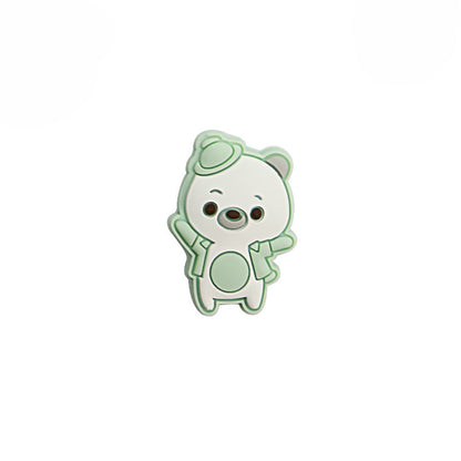 Silicone Focal Beads Dancing Bear Wearing Hat Pose 9
