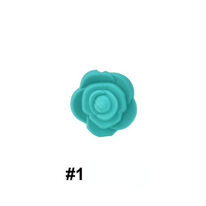 50pcs Silicone Focal Beads Rose Flower Double-Sided Design 5