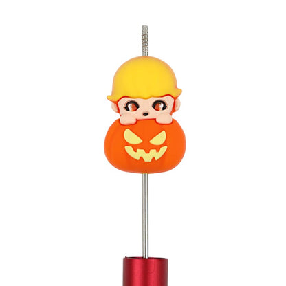 20Pcs Silicone 3D Focal Beads Halloween Pumpkin Dolls Front Facing 2