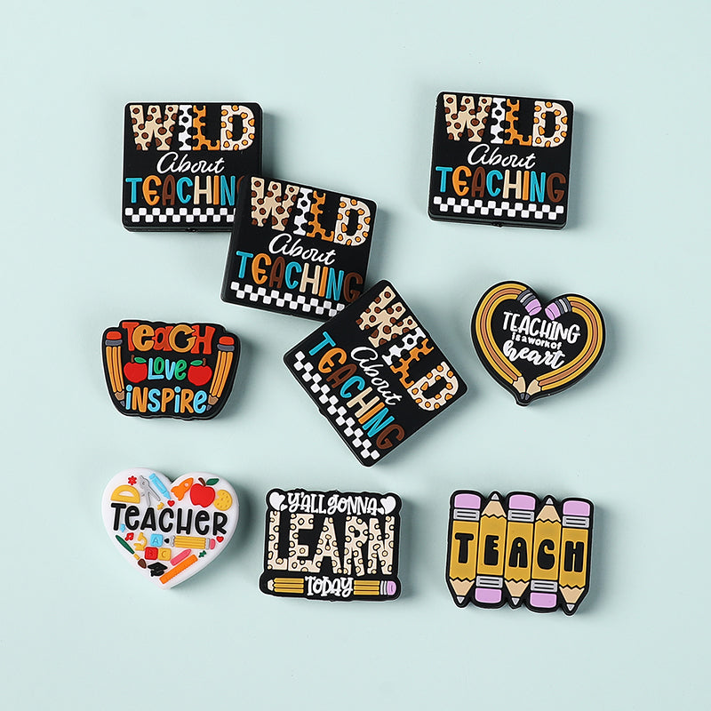 Silicone Focal Beads Teacher Heart Teaching Motivation Learn Designs 6