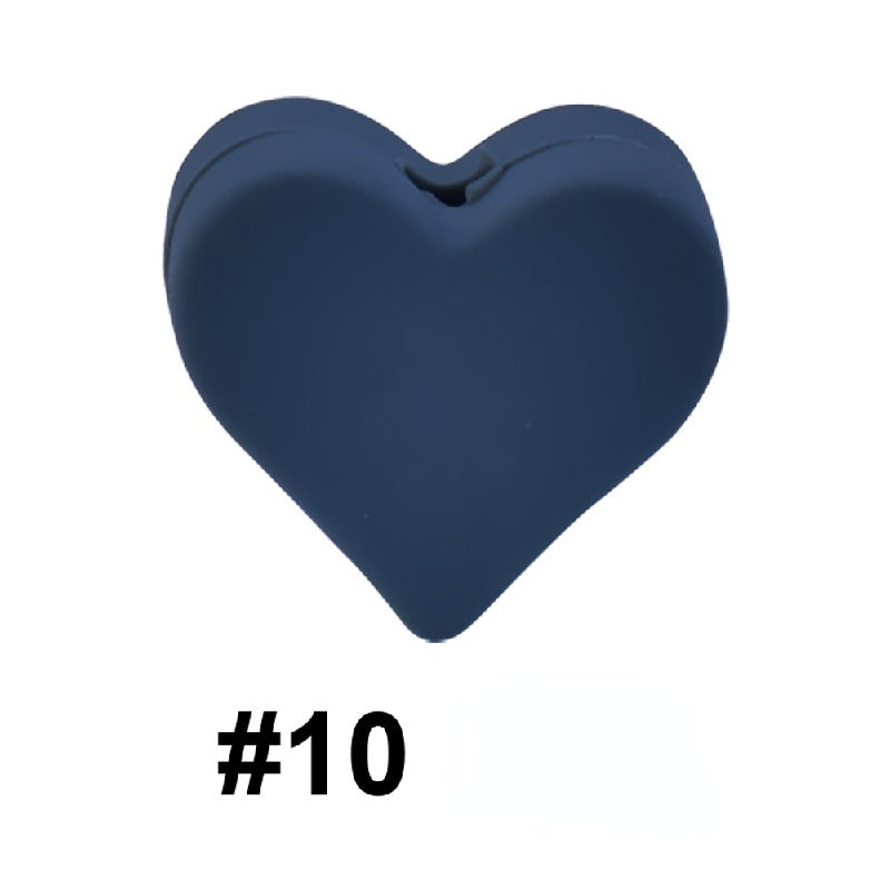 50pcs 14mm Heart Silicone Beads Colorful Diy Teether Accessories 10