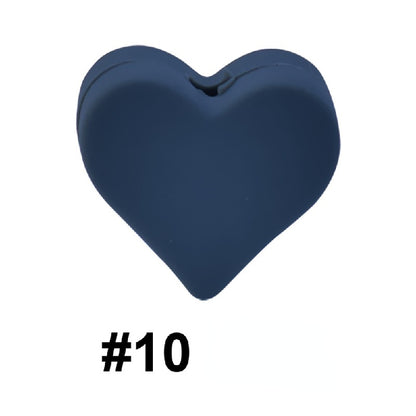 50pcs 14mm Heart Silicone Beads Colorful Diy Teether Accessories 10