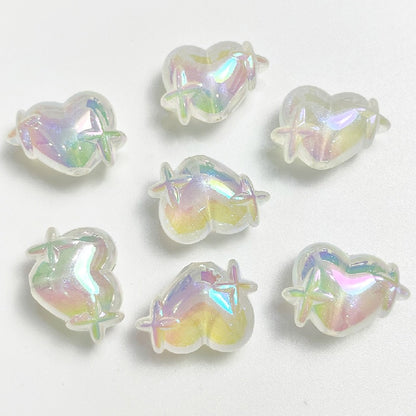 50pcs 14x20mm UV Finish Light In The Dark Heart Star Acrylic Beads 6