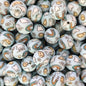 50pcs 15mm Blue Smiling Flower Rainbow Print Silicone Beads