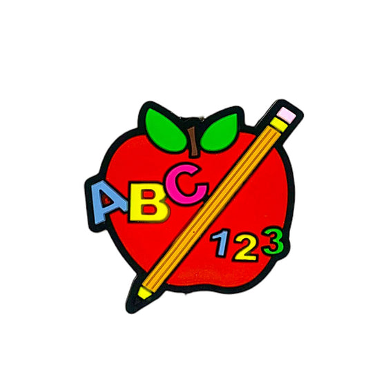 20pcs Silicone Focal Beads ABC Apple with Pencil Design