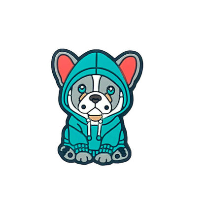 Silicone Focal Beads Bull Dogs Wearing Hoodies Front Facing 4
