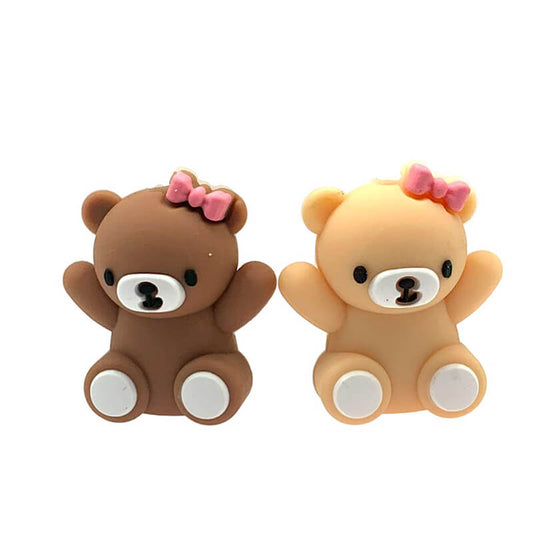 Silicone 3D Focal Beads Cute Bear Wearing Bow Tie Detail