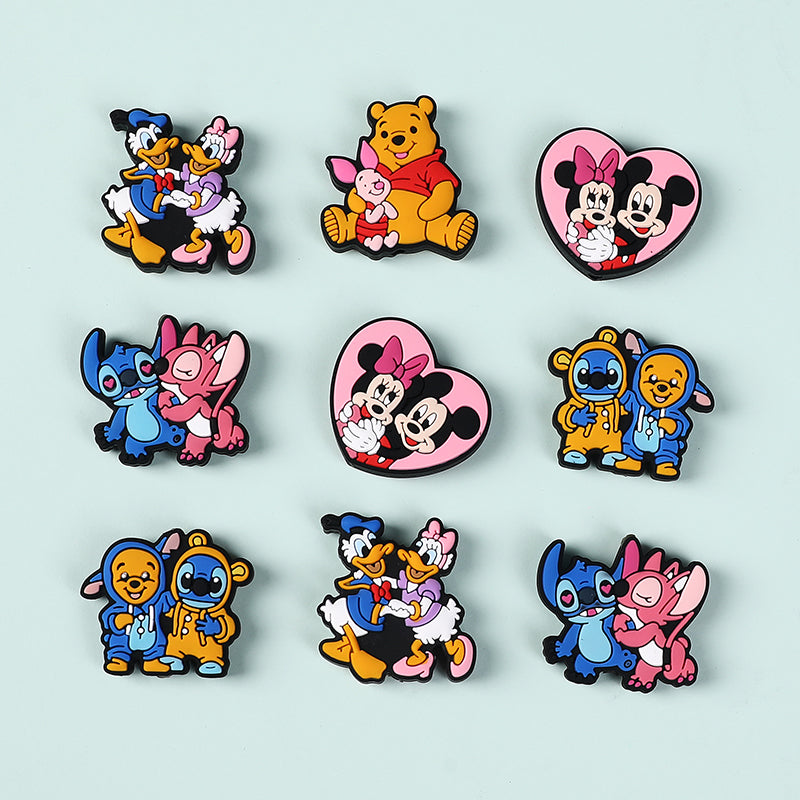 20Pcs Silicone Focal Beads Round Ear Mouse Character with Bow Yellow Bear Round Tummy 2
