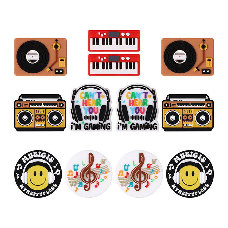 Silicone Focal Beads Music Themed Instrument Variety Set 7