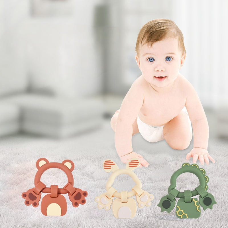 Silicone Baby Teething Toy Key Bear Bracelet 3 Pcs Set