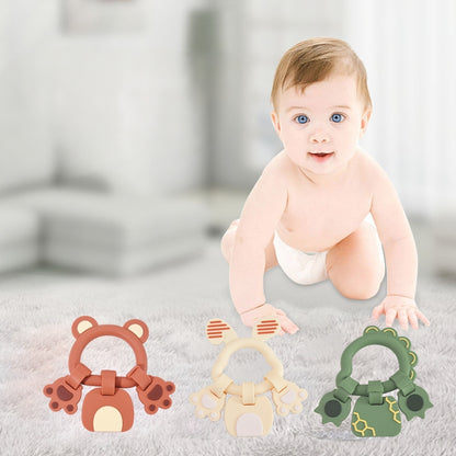 Silicone Baby Teething Toy Key Bear Bracelet 3 Pcs Set
