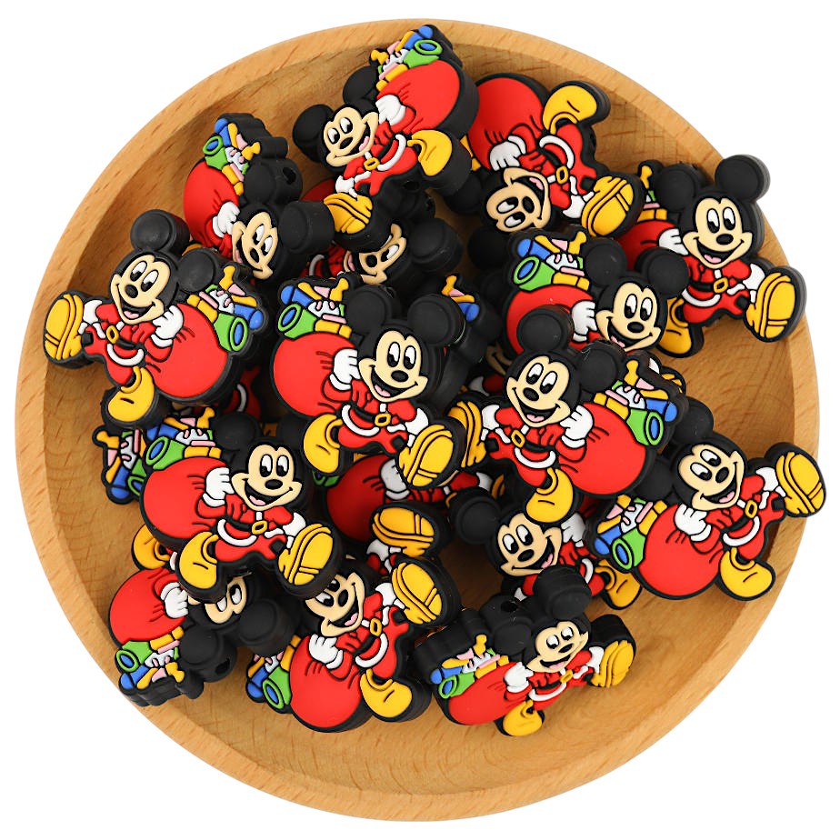 20Pcs Silicone Focal Beads Round Ear Mouse Character Santa Suit Carrying Gift Sack 3