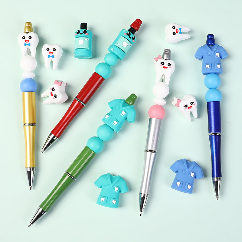 20Pcs Silicone 3D Focal Beads Dentist Mouthwash Teeth and Uniforms 9
