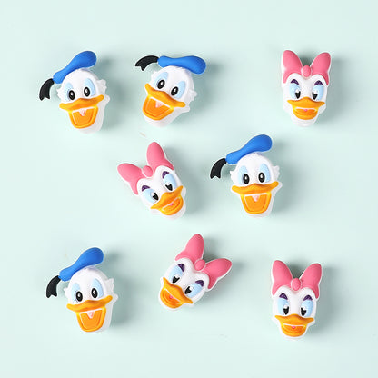 20Pcs Silicone 3D Focal Beads Blue Alien Character Large Ears Pink Rabbit Bow 3