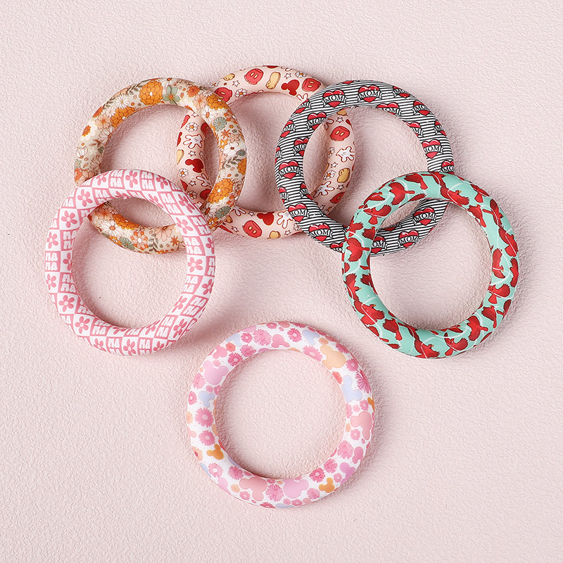 65mm Printed Silicone Beads Rings 2