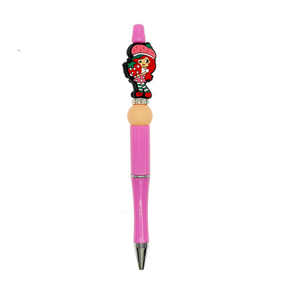 20pcs Silicone Focal Beads Strawberry Girl Holding Large Strawberry 3