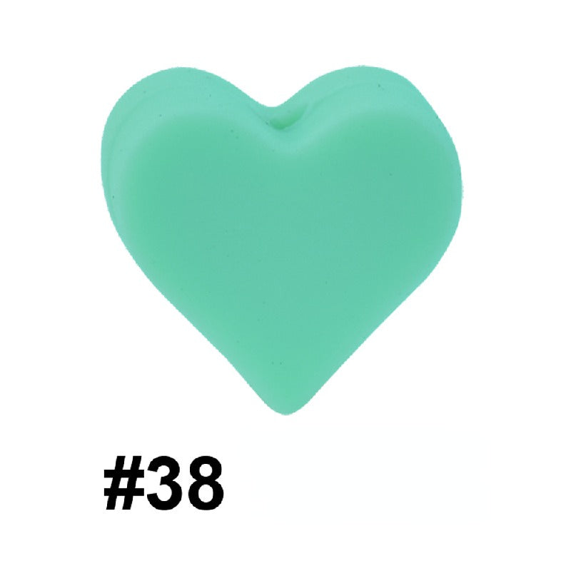 50pcs 14mm Heart Silicone Beads Colorful Diy Teether Accessories 19