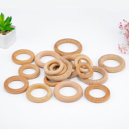 10pcs 25x6mm Unfinished Natural Beech Wood Ring Linking Rings Baby Teether 2