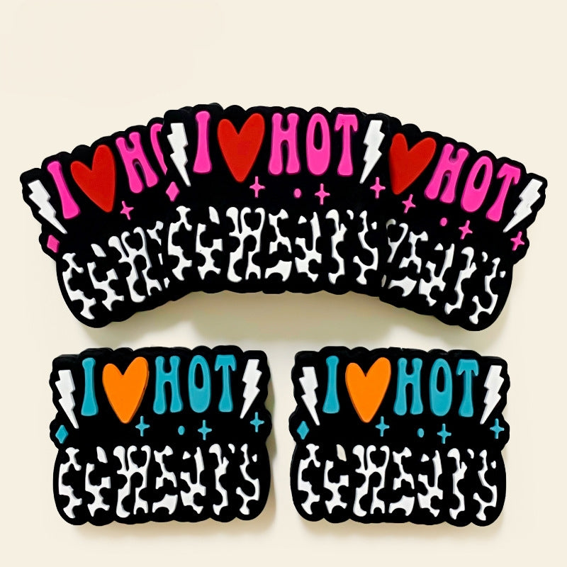 20Pcs Silicone Focal Beads Colored Letters Hot Design