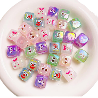 10pcs 14mm Funny Expression Square Acrylic Beads Jewelry Making 5